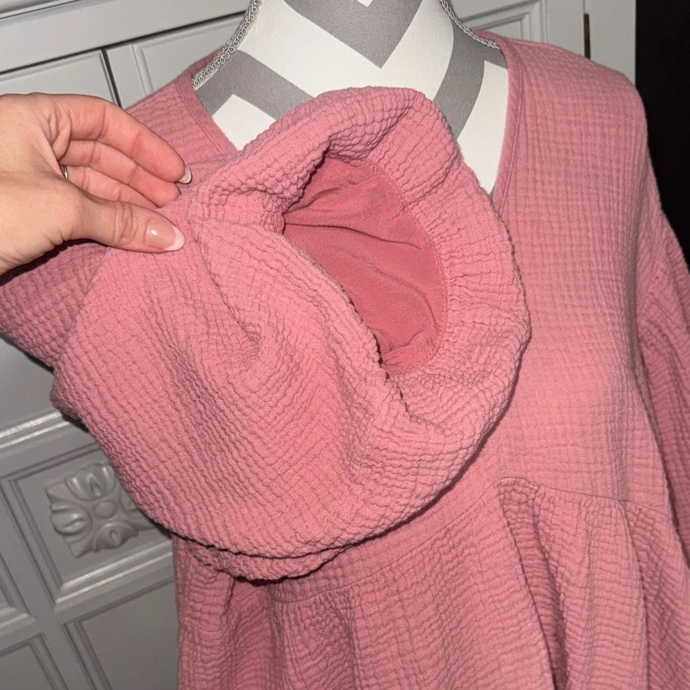 Cato Pink V-Neck Women's Gauzy Top Size Large - Picture 5 of 10